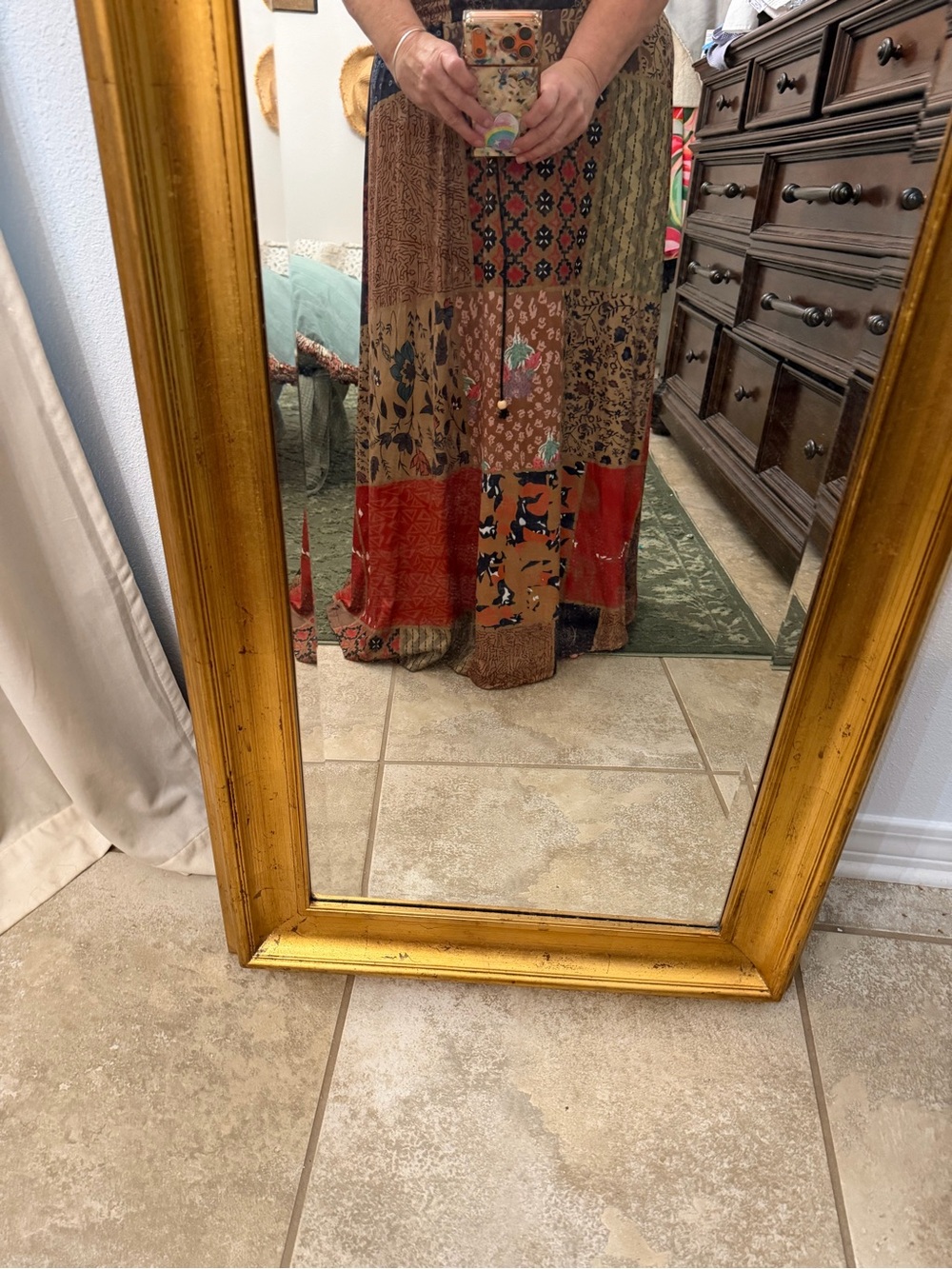 Maxi BOHO patchwork fabric skirt no size but fits xl
